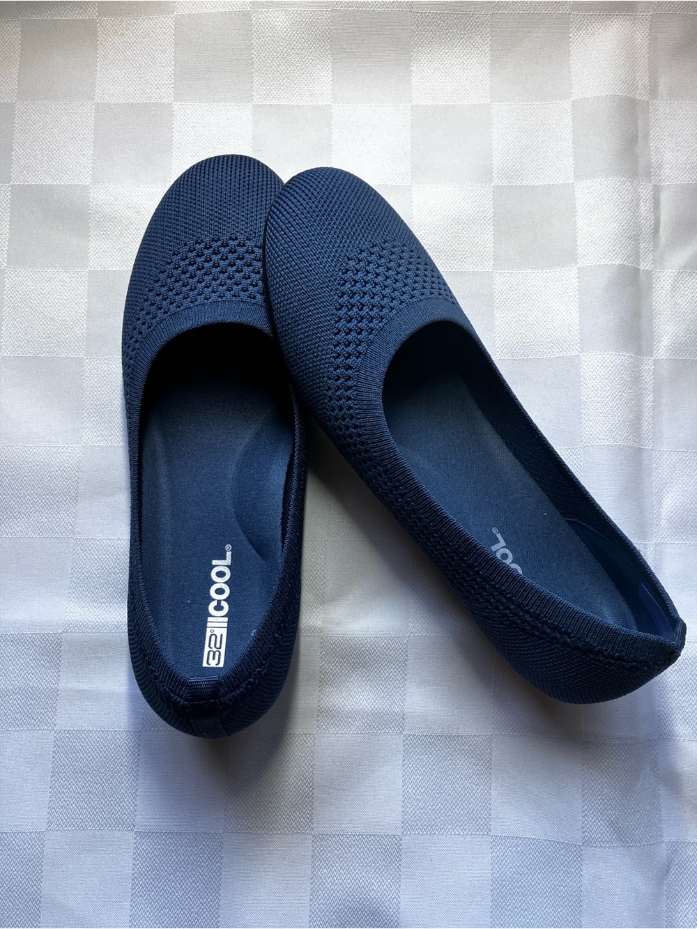 32 Degrees Women's Flex Knit Navy Slip-On Ballet Flats, 7